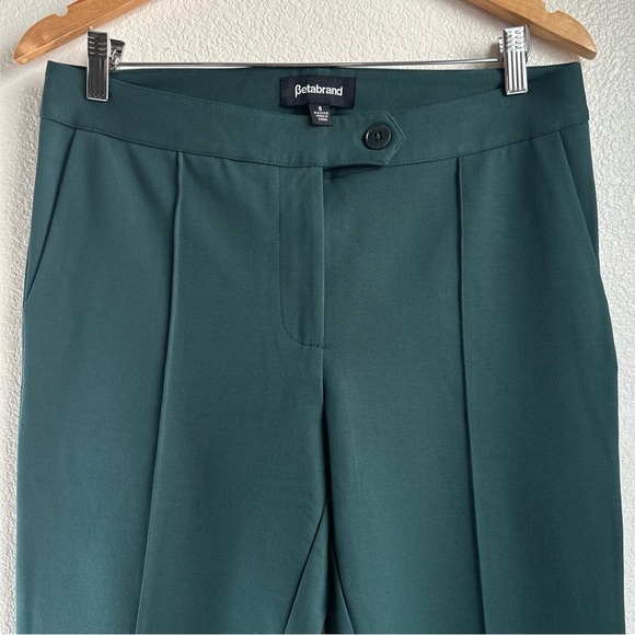Betabrand | Frontseam Zipper Fly Green Women's Ankle Pants - Picture 2 of 9